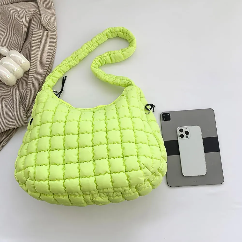Juoxeepy Quilted Tote Crossbody Women's Puffy Hobo Bag with Padding