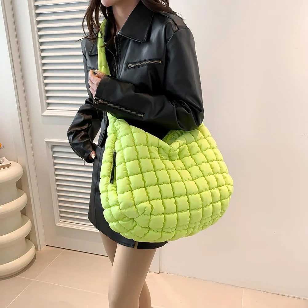 Juoxeepy Quilted Tote Crossbody Women's Puffy Hobo Bag with Padding