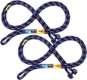 Just Jump It 8' Foot Jump Rope 2 Pack - Active Outdoor Youth Fitness Exercising Equipment - Kid Friendly Braided Nylon Gym Accessories