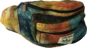 Karma Handicrafts Unisex Hippie Hemp Handmade Travel Hip Waist Belt Bag Crossbody Waist packs (Rainbow Tie Dye)