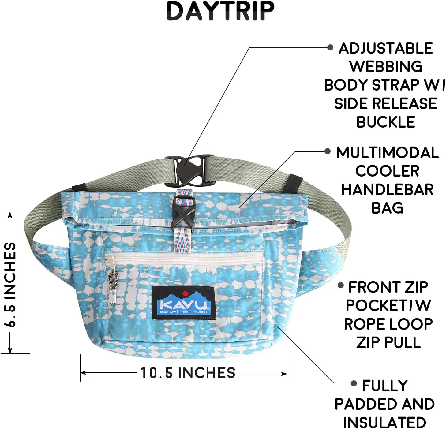 KAVU Daytrip Insulated Belt Bag Cooler Pack - Ripple Tie Dye