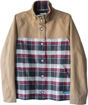 KAVU Highlands Women's Coat - Flannel Jacket Long Sleeve Insulated Button Coat