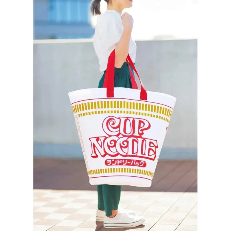 Kawaii Bubble Noodle Handbag 🍜✨ | Large Capacity Drawstring Storage Bag for Magazine & Clothes 🌈💖