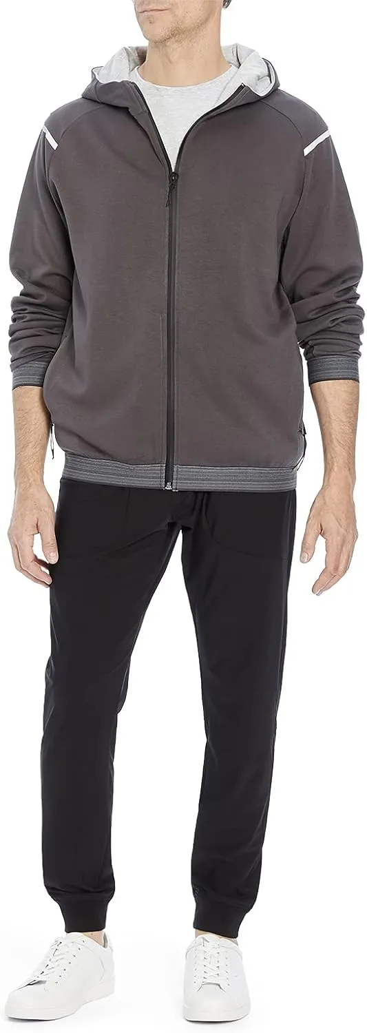 Kenneth Cole Men's Double-Faced Active Knit Zip Hoodie