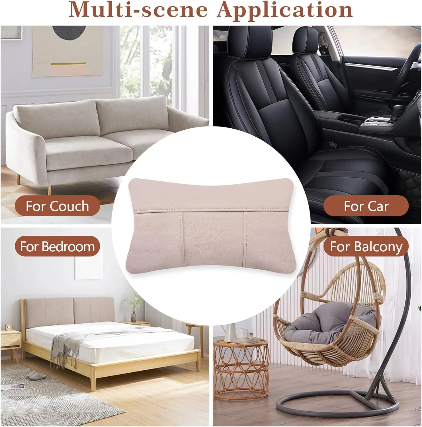 Kidol & Shellder Genuine Leather Pillow Cover 12x20 - Luxury Full Grain Cowhide Pillow Covers for Couch Sofa Bed - Soft Durable Decorative Throw Pillow Covers with Hidden Zipper (Apricot)