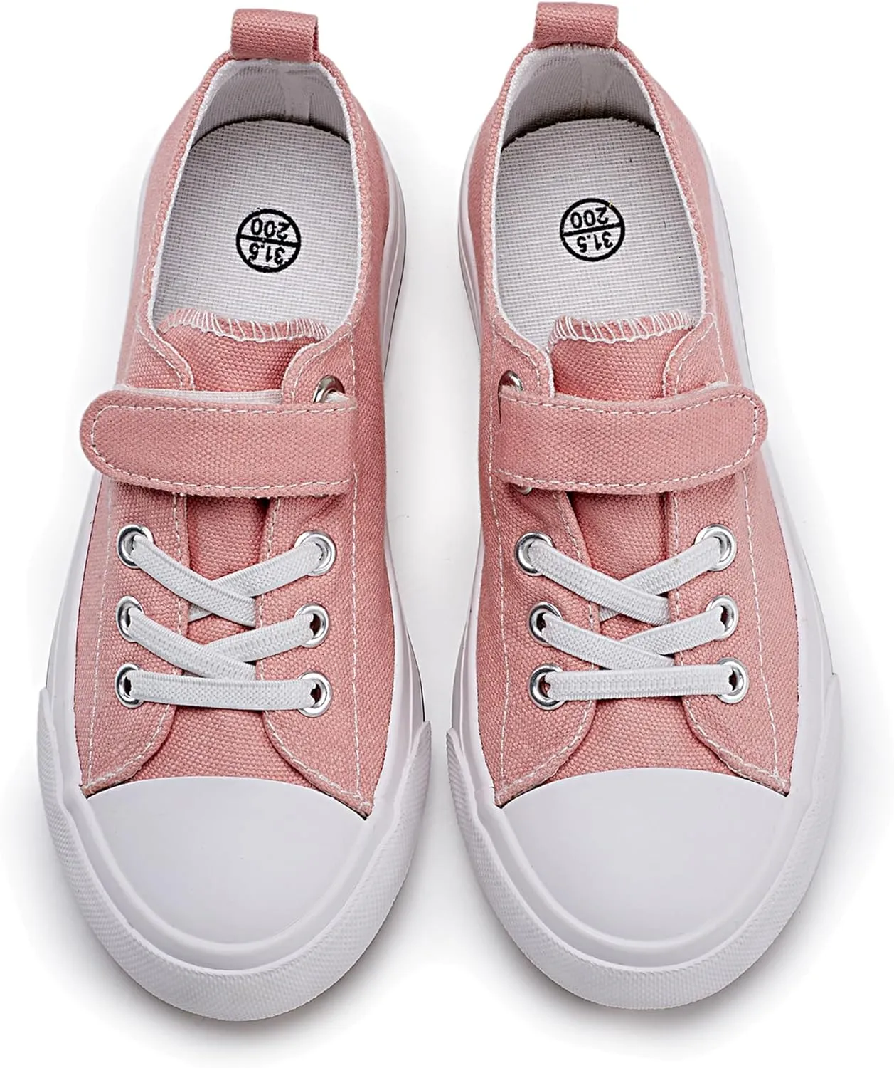 Kids Canvas Sneakers for Boys Girls Lace-up Canvas Shoes Low Top Toddler Walking Shoes Casual Lightweight Adjustable Strap Big Kid Running Sneakers