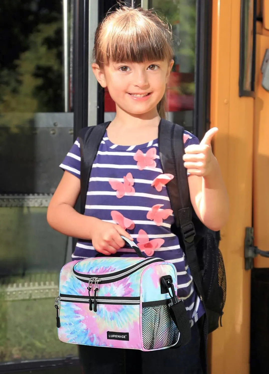 Kids Insulated Lunch Box for Girls Lunch Bag Women Boys Toddler Teen School Daycare Kawaii Cute Travel Bags (Rainbow Tie-Dye)
