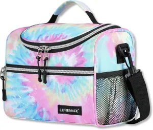Kids Insulated Lunch Box for Girls Lunch Bag Women Boys Toddler Teen School Daycare Kawaii Cute Travel Bags (Rainbow Tie-Dye)