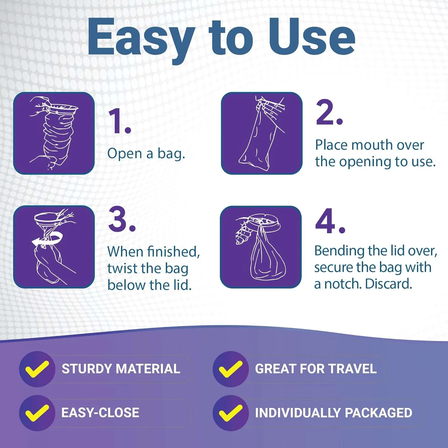 Kids Vomit Bags Disposable 20 Pack - Individually Wrapped Barf Bags with Cute Monster Print - Leak Proof Self Sealing Emesis Bags for Motion Car Sickness and Nausea - Ideal for Taxis, Airplane Travel