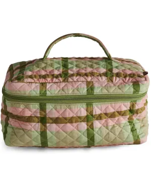 Kip & Co Pistachio Tartan Quilted Cotton Toiletry Case