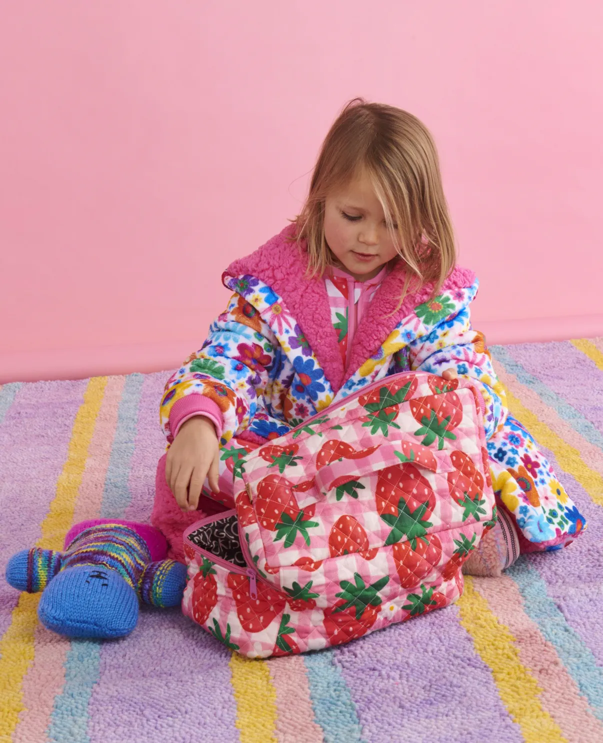 Kip & Co Strawberry Jam Quilted Cotton Toiletry Case