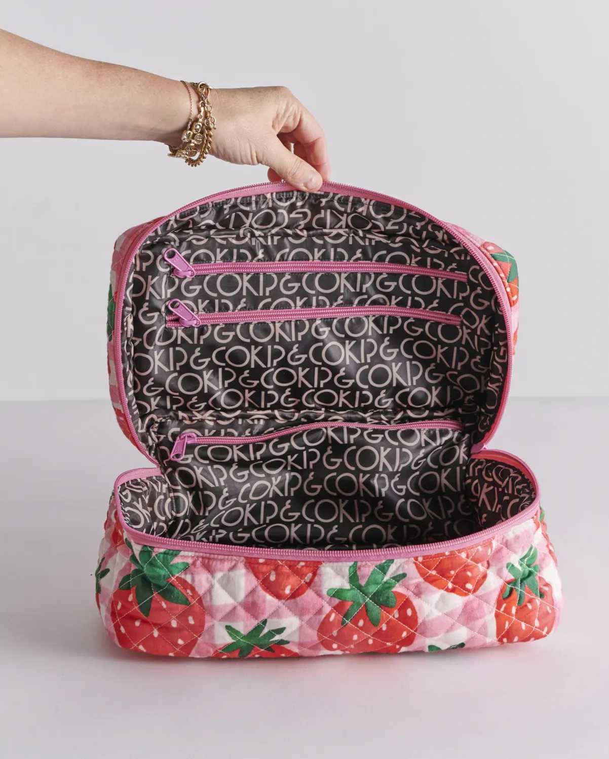 Kip & Co Strawberry Jam Quilted Cotton Toiletry Case