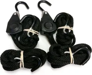 Kit of 2 Quickie 3/8" Original Rope Tie-Downs and 2pcs of 12ft Replacement Rope with Hook