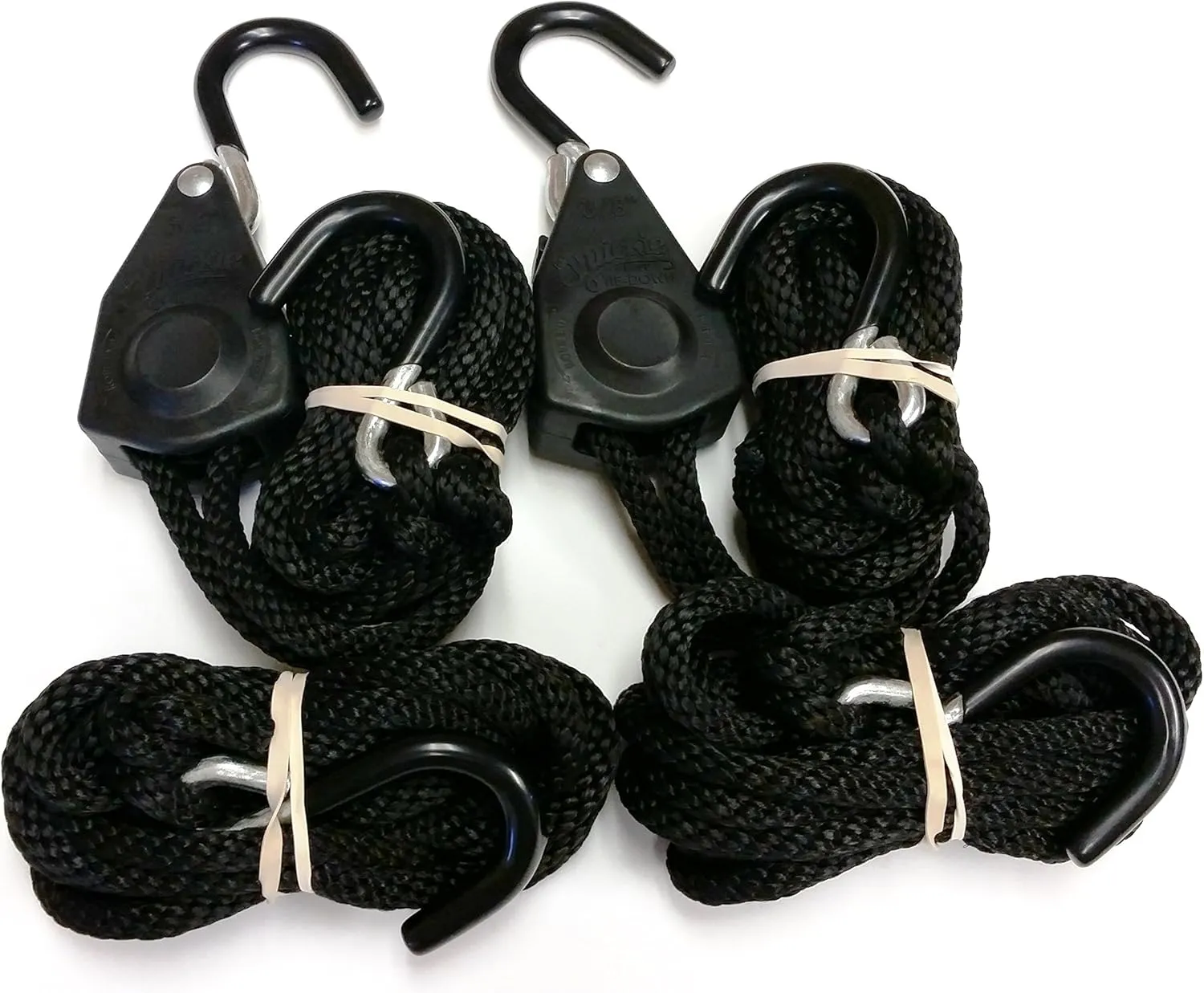 Kit of 2 Quickie 3/8" Original Rope Tie-Downs and 2pcs of 12ft Replacement Rope with Hook