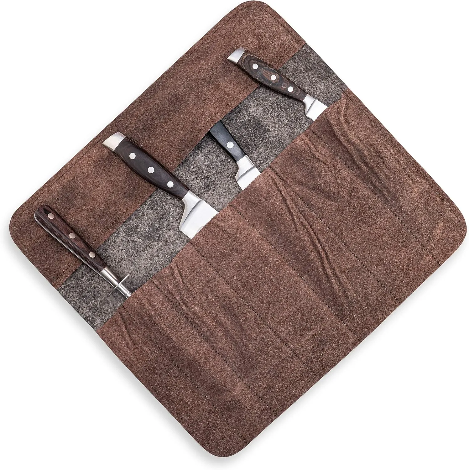 Knife Roll Bag Genuine Leather – Chef`s knife bag 7 slots – Leather Knife Case Sam