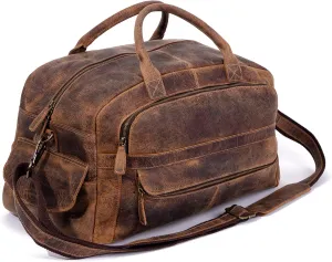 KomalC Leather Travel Duffel Bags for Men and Women Full Grain Leather Overnight Weekend Leather Bags Sports Gym Duffle