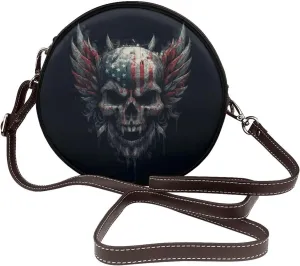 Kull With Wings And Flames Women Round Crossbody Bags Leather Sling Bag Purse