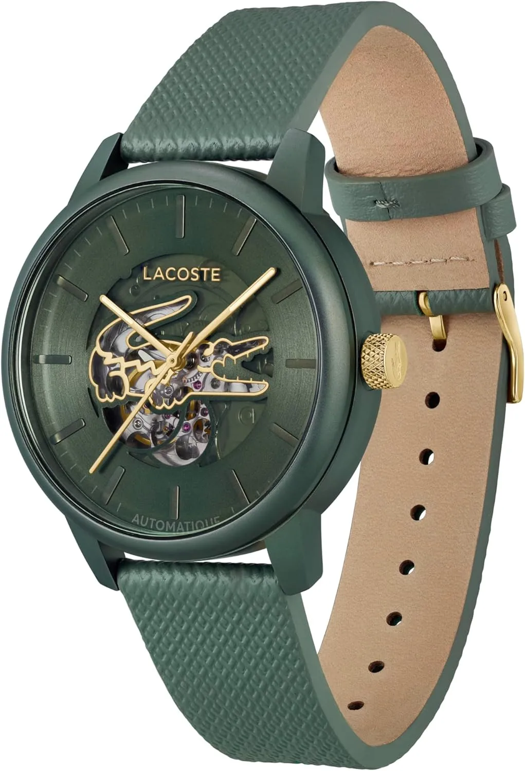 Lacoste.12.12 Men's Automatic Watch - Sporty Leather Strap - Water Resistant up to 5ATM/50 Meters - Self-Winding - Premium Fashion Timepiece - Gift for Him - 44mm