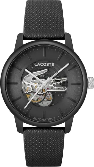 Lacoste.12.12 Men's Automatic Watch - Sporty Leather Strap - Water Resistant up to 5ATM/50 Meters - Self-Winding - Premium Fashion Timepiece - Gift for Him - 44mm