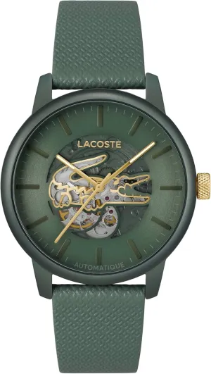 Lacoste.12.12 Men's Automatic Watch - Sporty Leather Strap - Water Resistant up to 5ATM/50 Meters - Self-Winding - Premium Fashion Timepiece - Gift for Him - 44mm