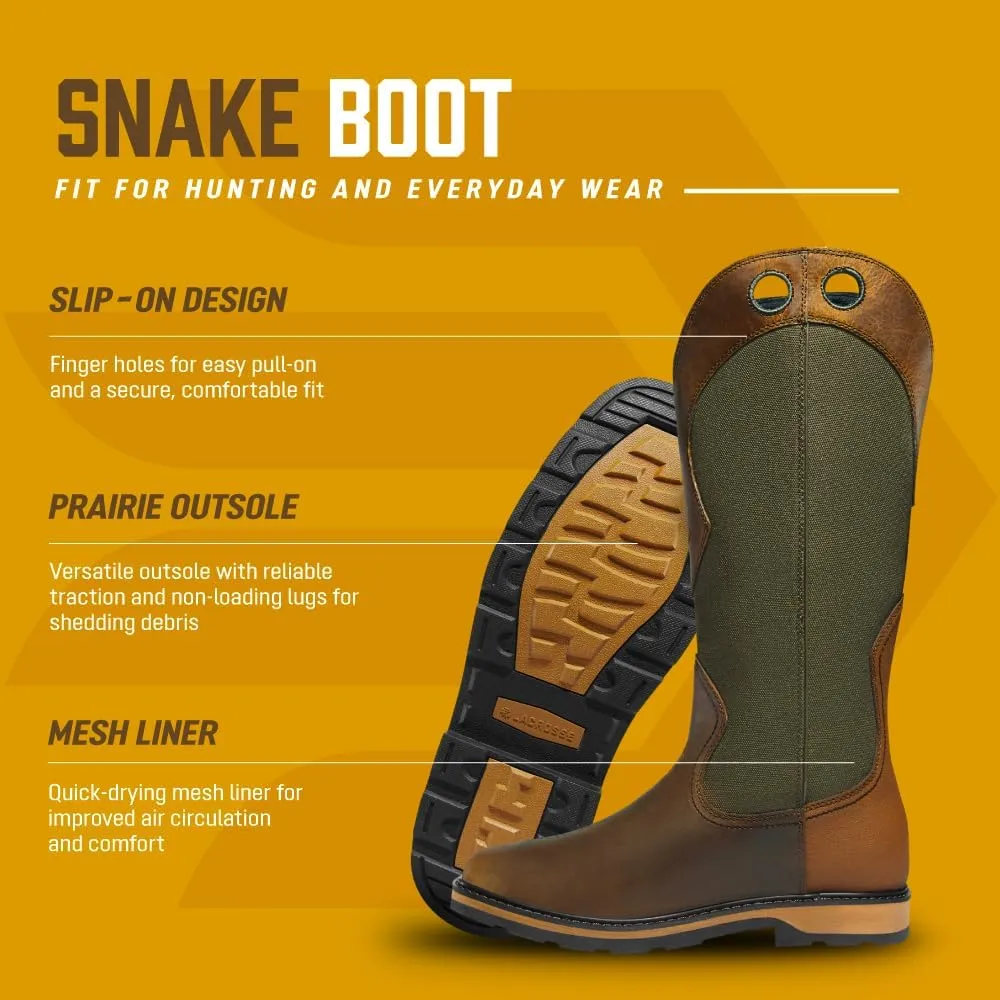 LaCrosse Snake Country 17" Snake Boots for Men - Pull-On, Non-Insulated, Prairie Outsole for Traction