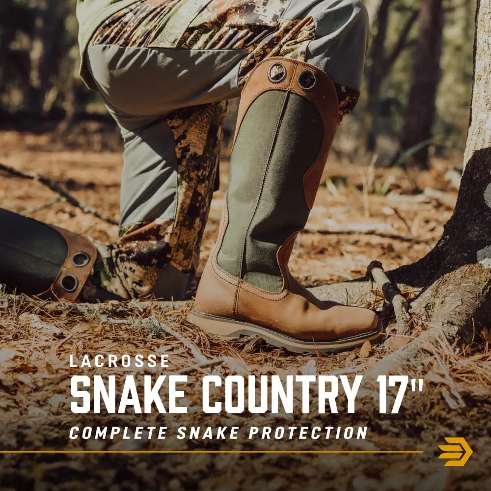 LaCrosse Snake Country 17" Snake Boots for Men - Pull-On, Non-Insulated, Prairie Outsole for Traction