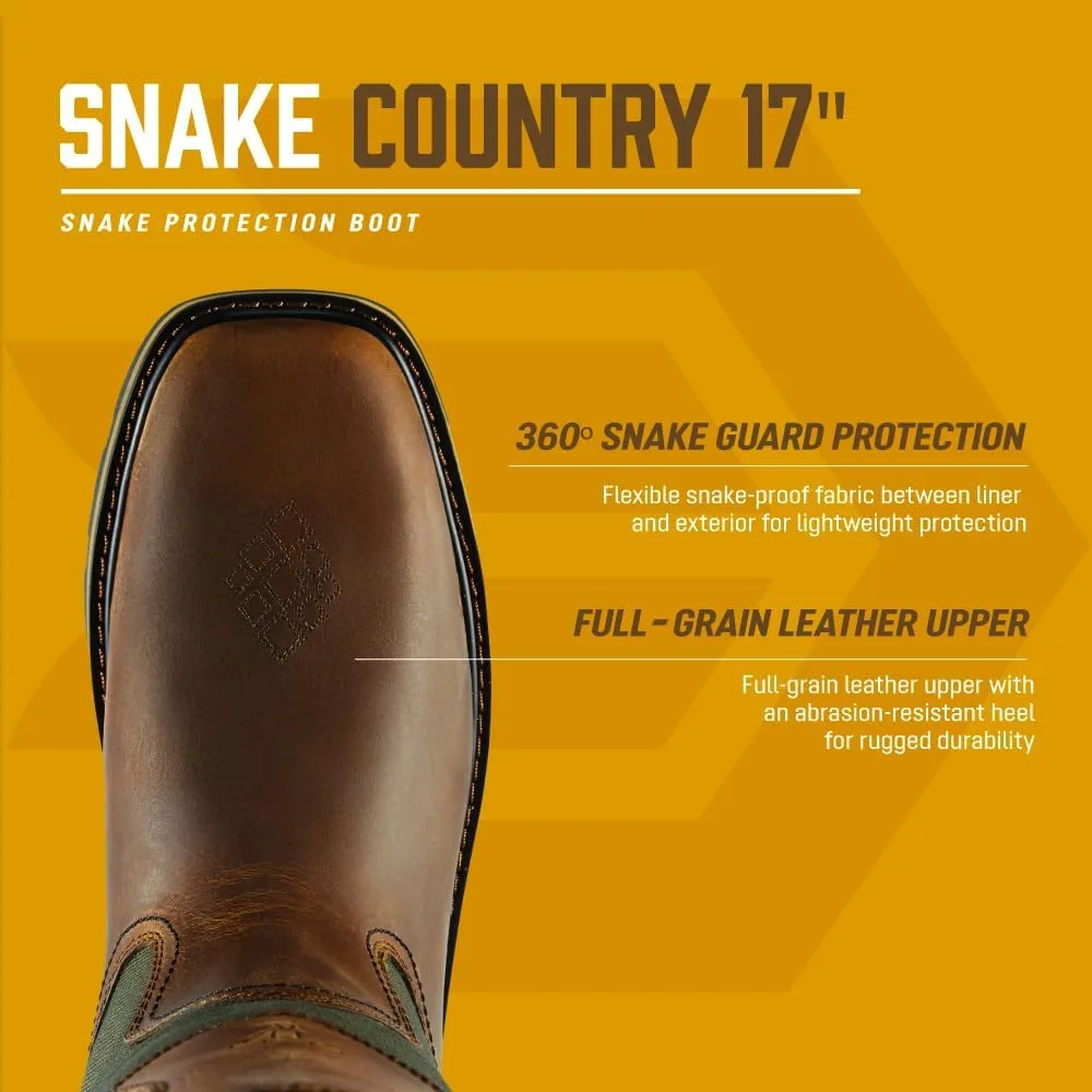 LaCrosse Snake Country 17" Snake Boots for Men - Pull-On, Non-Insulated, Prairie Outsole for Traction