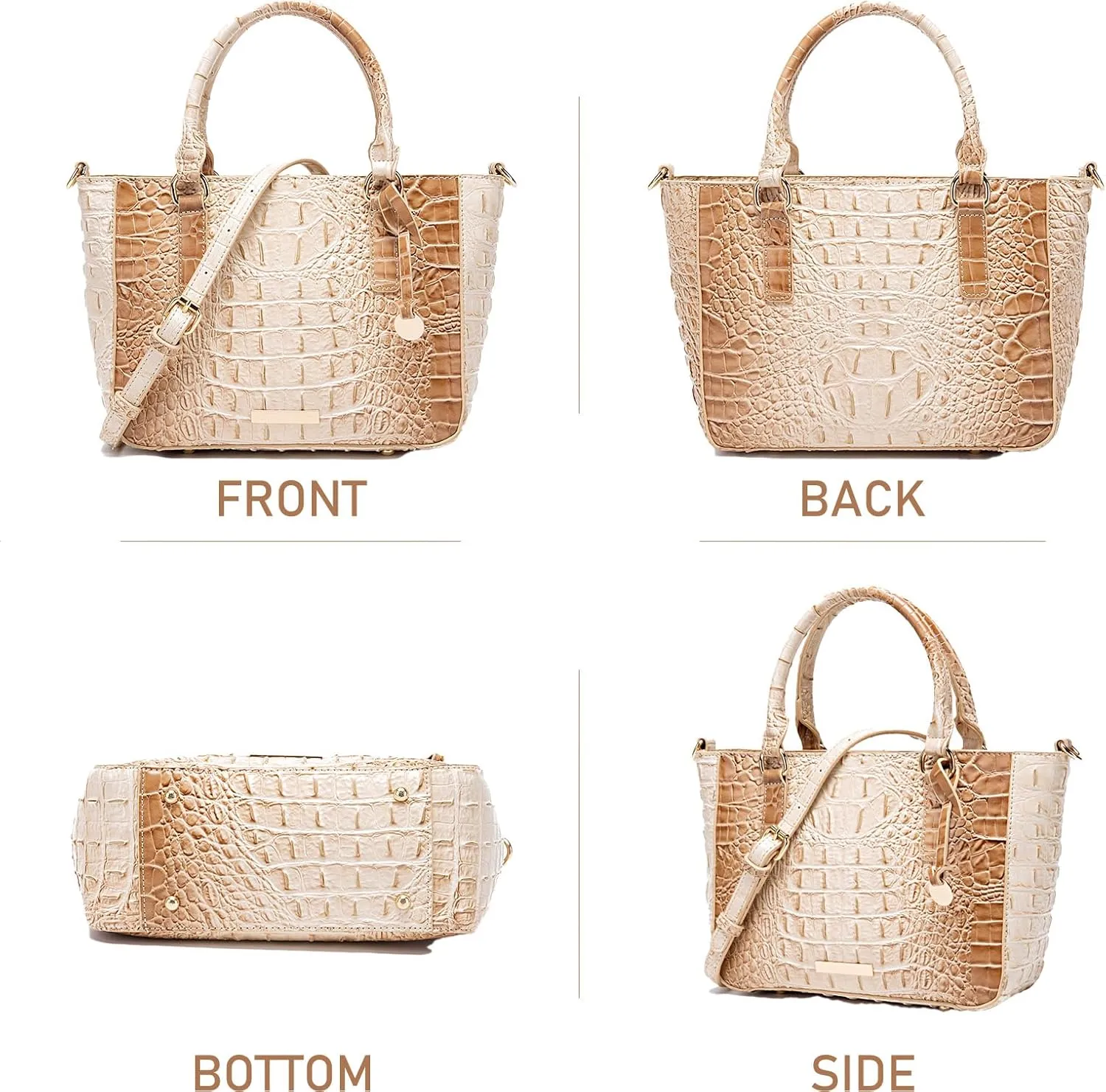 Ladies Tote Leather Bags for Women Crocodile Embossed Zipper Satchel Purse Elegant Compartments Crossbody Work