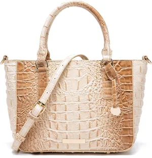 Ladies Tote Leather Bags for Women Crocodile Embossed Zipper Satchel Purse Elegant Compartments Crossbody Work