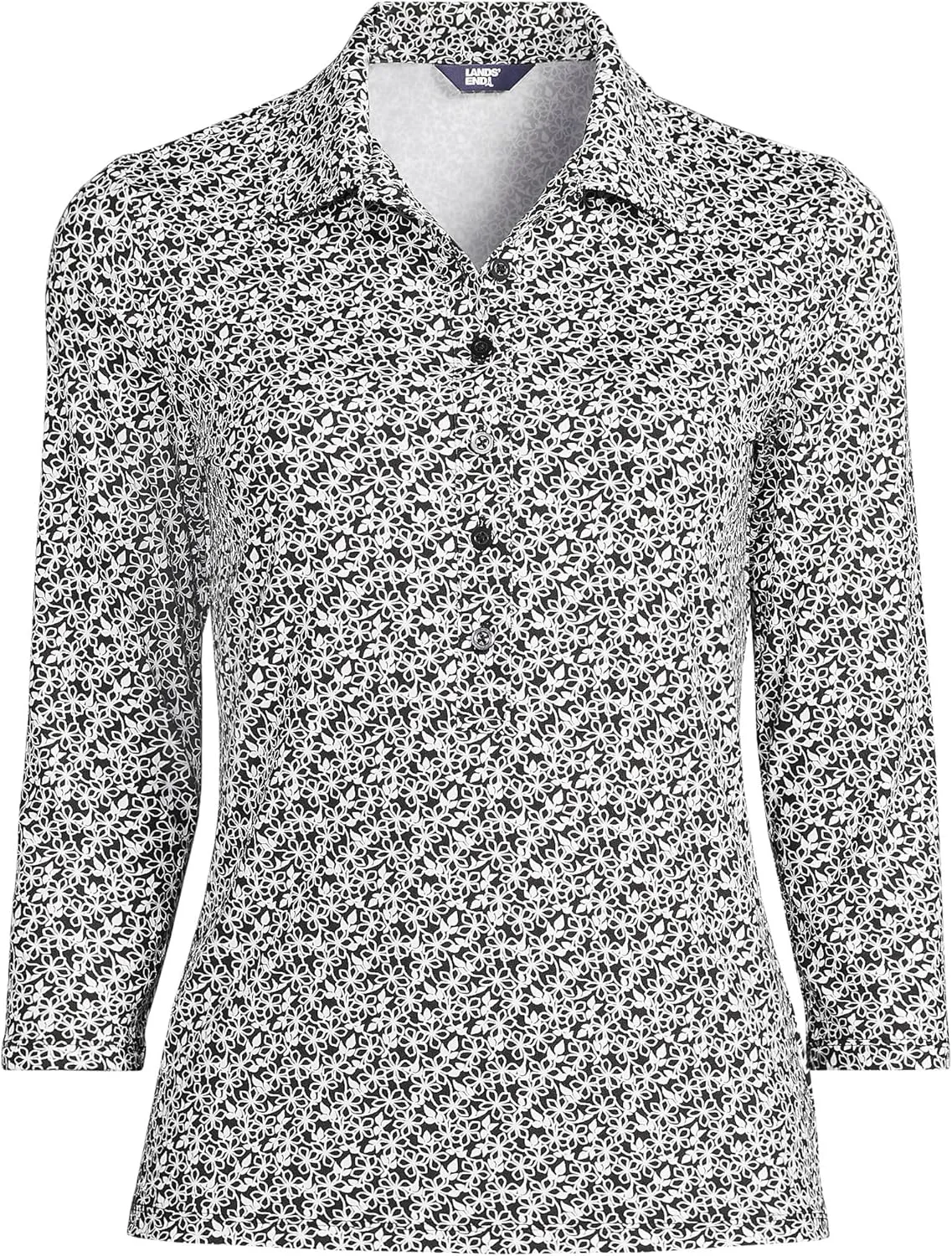 Lands' End Women's 3/4 Sleeve Active Polo Shirt