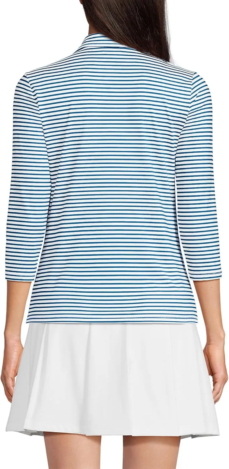 Lands' End Women's 3/4 Sleeve Active Polo Shirt
