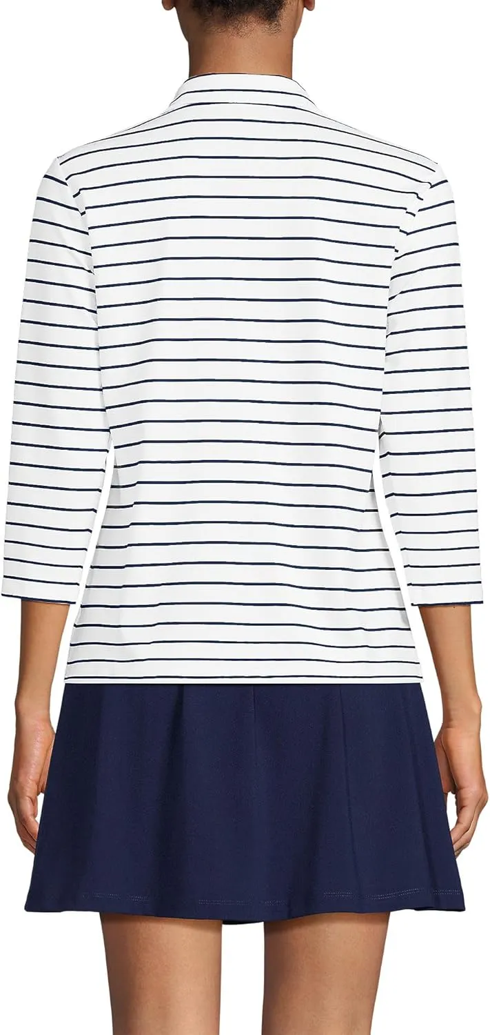 Lands' End Women's 3/4 Sleeve Active Polo Shirt