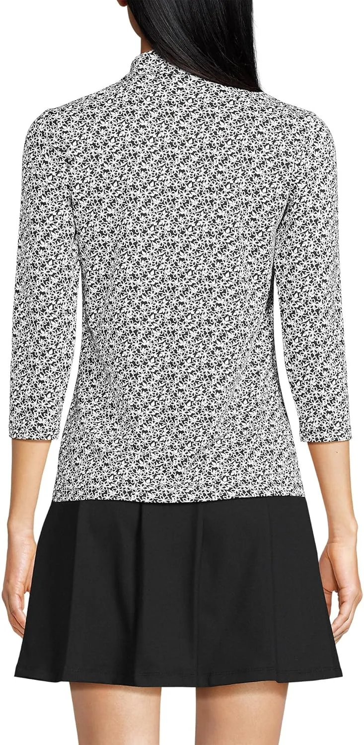Lands' End Women's 3/4 Sleeve Active Polo Shirt