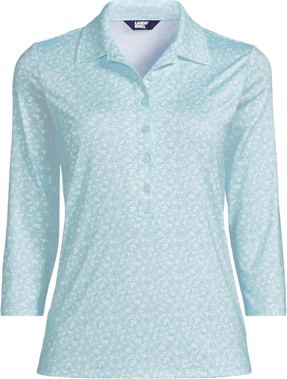 Lands' End Women's 3/4 Sleeve Active Polo Shirt