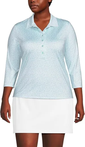 Lands' End Women's 3/4 Sleeve Active Polo Shirt