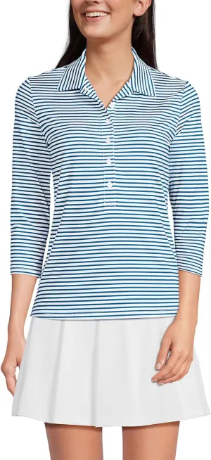 Lands' End Women's 3/4 Sleeve Active Polo Shirt
