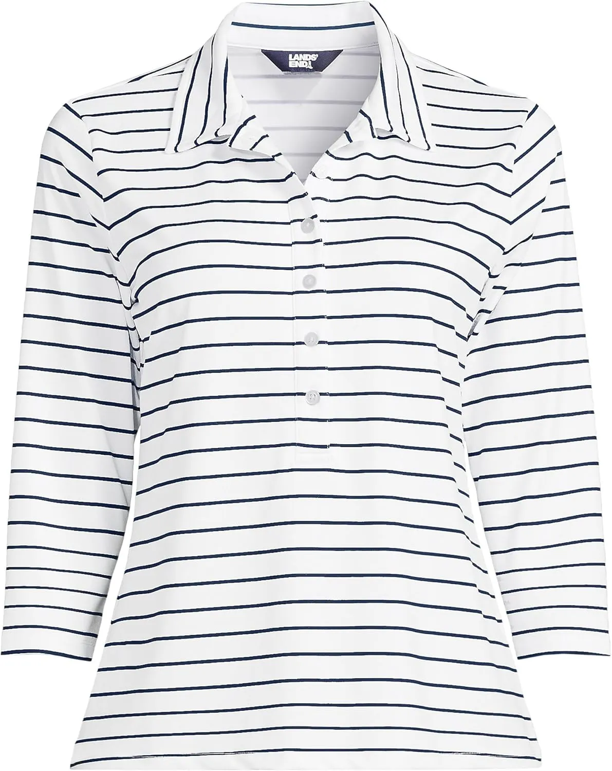 Lands' End Women's 3/4 Sleeve Active Polo Shirt