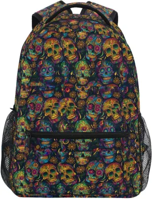 Laptop Backpack for Unisex Adult Fashion Travel Laptop Backpack with Chest Strap for Travel Trip Festive Sugar Skulls