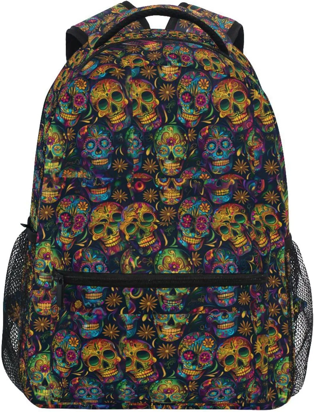 Laptop Backpack for Unisex Adult Fashion Travel Laptop Backpack with Chest Strap for Travel Trip Festive Sugar Skulls