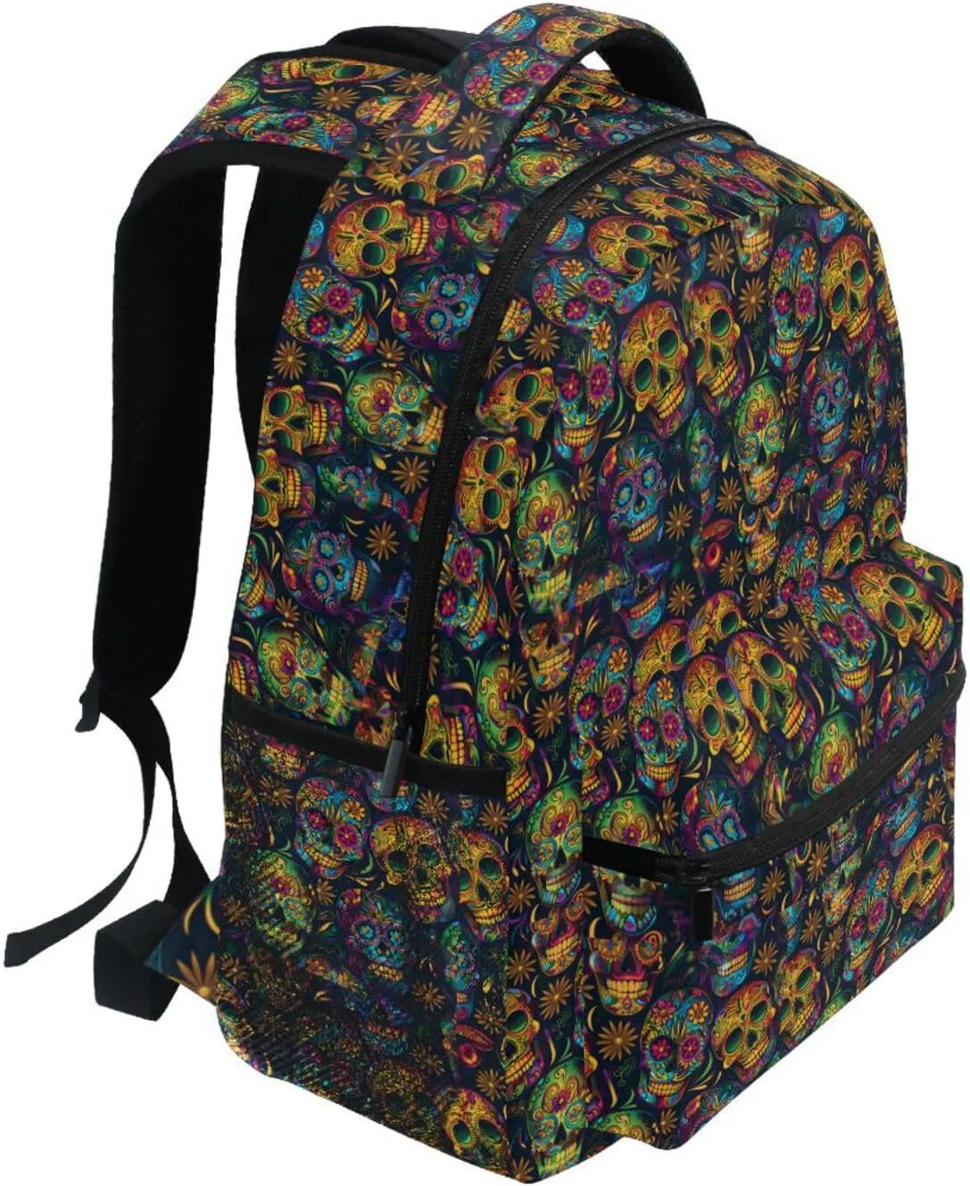 Laptop Backpack for Unisex Adult Fashion Travel Laptop Backpack with Chest Strap for Travel Trip Festive Sugar Skulls