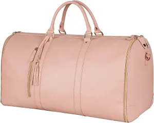 Large Capacity Travel Bag PU Leather Waterproof Portable Folding Ladies Clothing Duffle Bag with Handle and Divider Multifunctional Bag Outdoor Storage Bag
