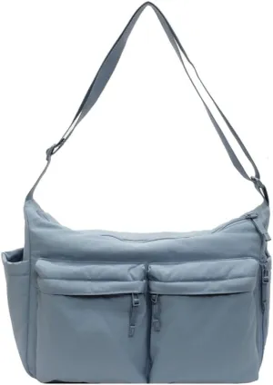 Large Crossbody Tote Bags Waterproof Nylon Shoulder Bag Multi-Pockets Sling Purse Messenger Bags Casual Work Handbag