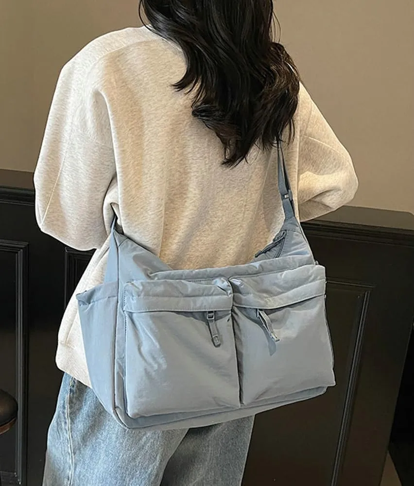 Large Crossbody Tote Bags Waterproof Nylon Shoulder Bag Multi-Pockets Sling Purse Messenger Bags Casual Work Handbag