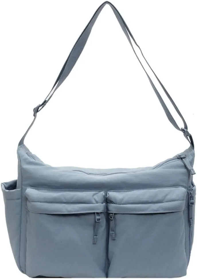 Large Crossbody Tote Bags Waterproof Nylon Shoulder Bag Multi-Pockets Sling Purse Messenger Bags Casual Work Handbag