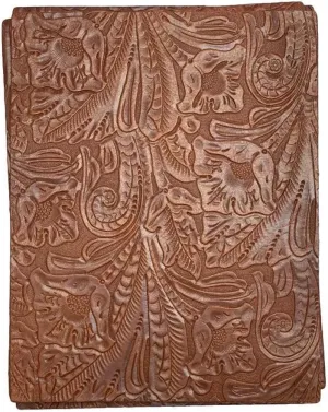 Large Floral Cowside Embossed Leather: 8.5" x 11" Pieces (Brandy, 1 Piece)