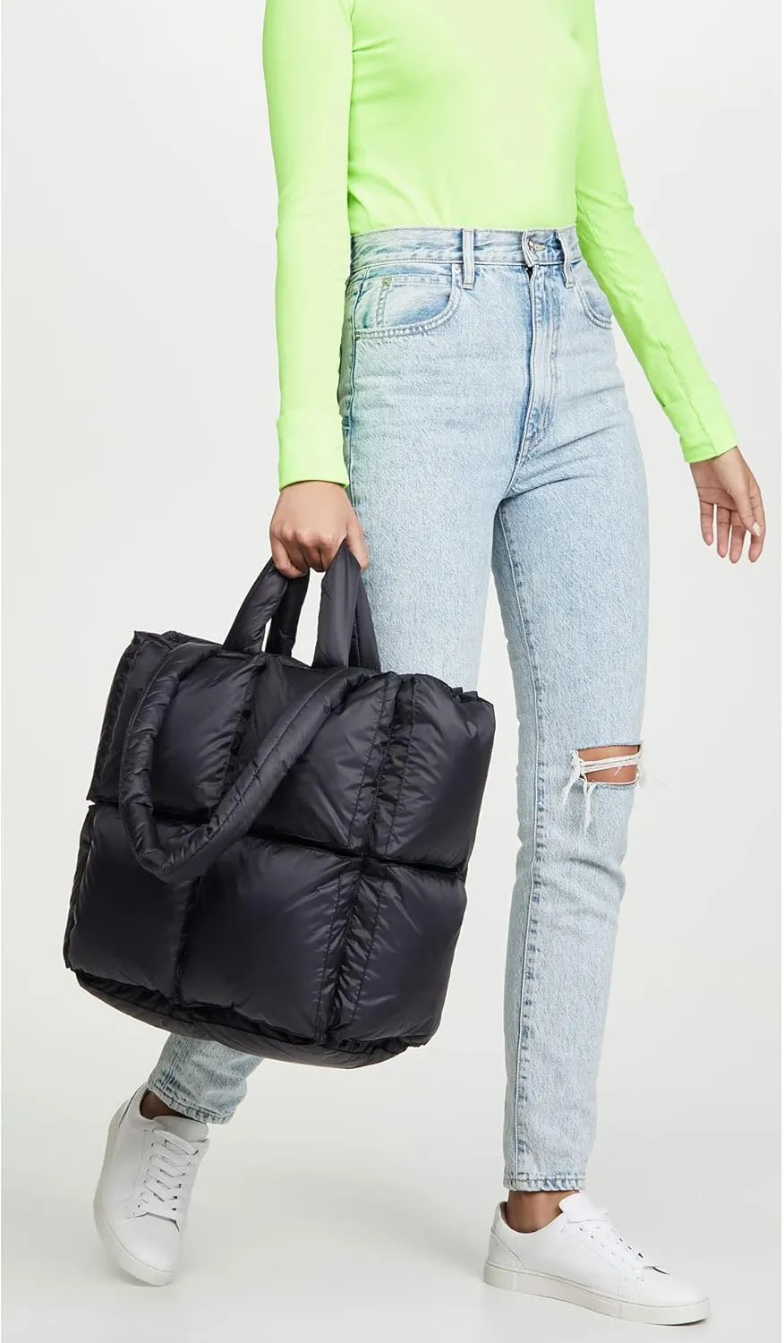 Large Lightweight Quilted Tote Bag for Women, Luxury Soft Padded Handbags, Winter Nylon Down Cotton Padding Shoulder Bags
