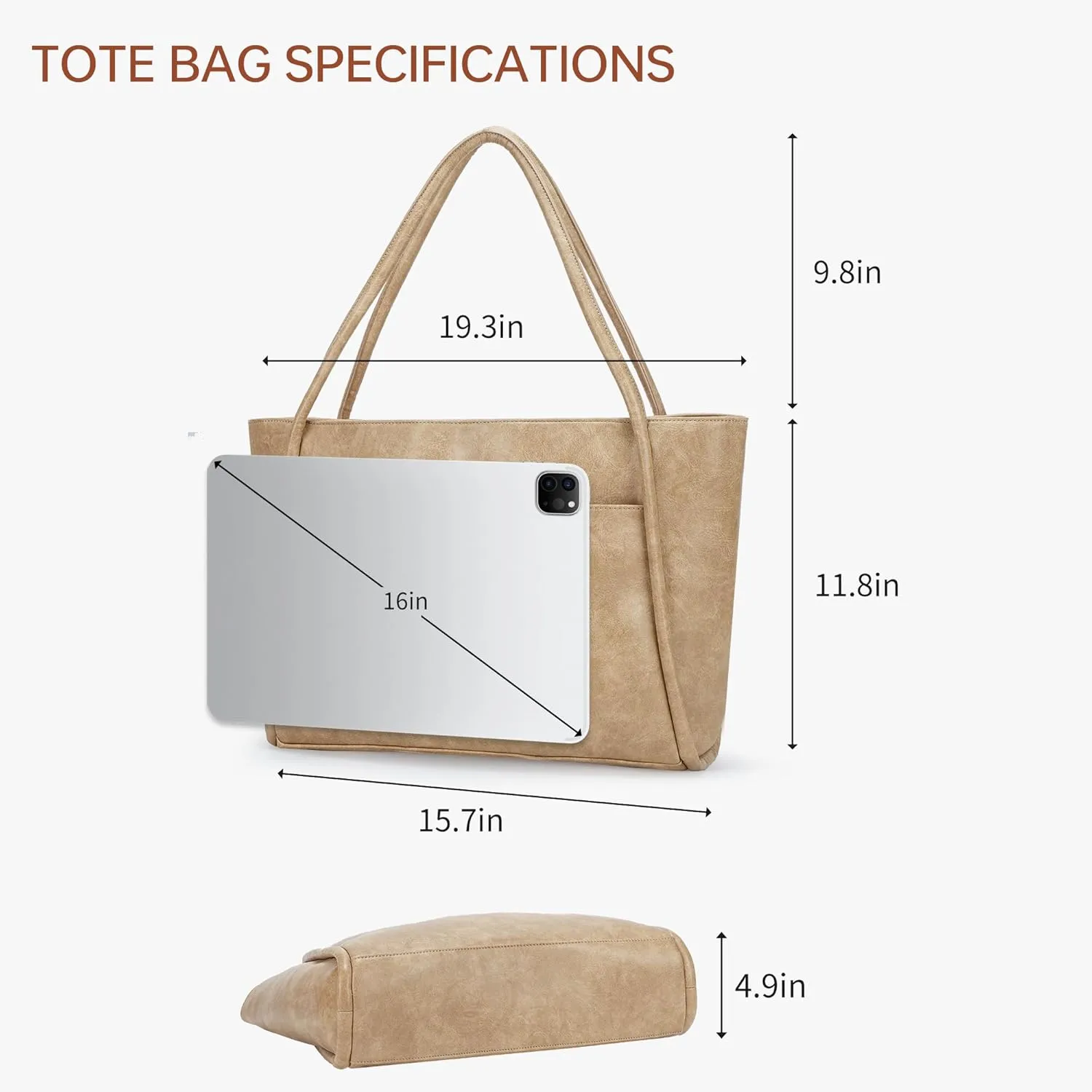 Large Tote Bag for Women Work Vegan Leather Purses and Handbags Ladies Shoulder Bags