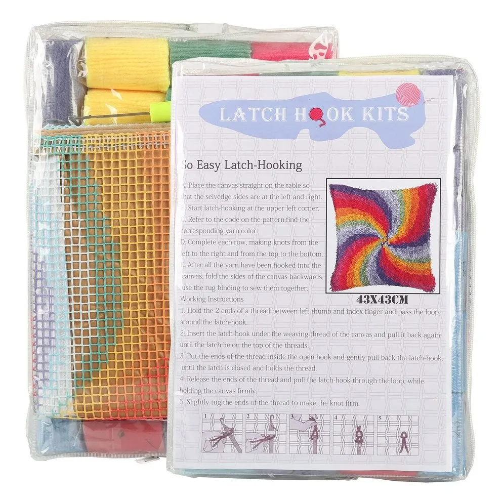 Latch Hook Pillow Making Kit - Retro White Flower on Vine Design