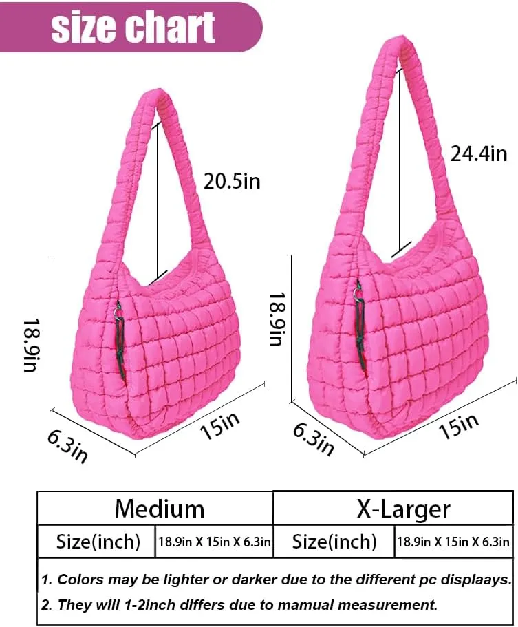 LaurelTree Quilted Puffer Crossbody Bag Lightweight Nylon Puffer Tote Bags Puffy Shoulder Bag Carryall Hobo Bags for Women