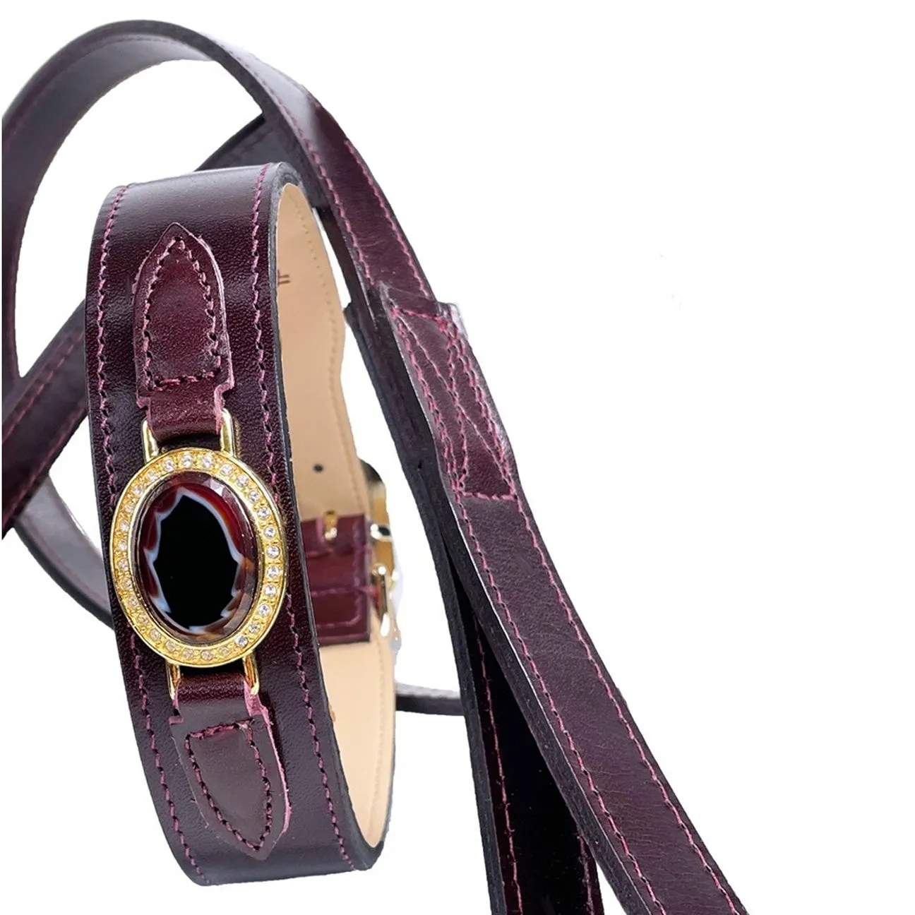 Lavish Dog Collar in Bordeaux & Gold